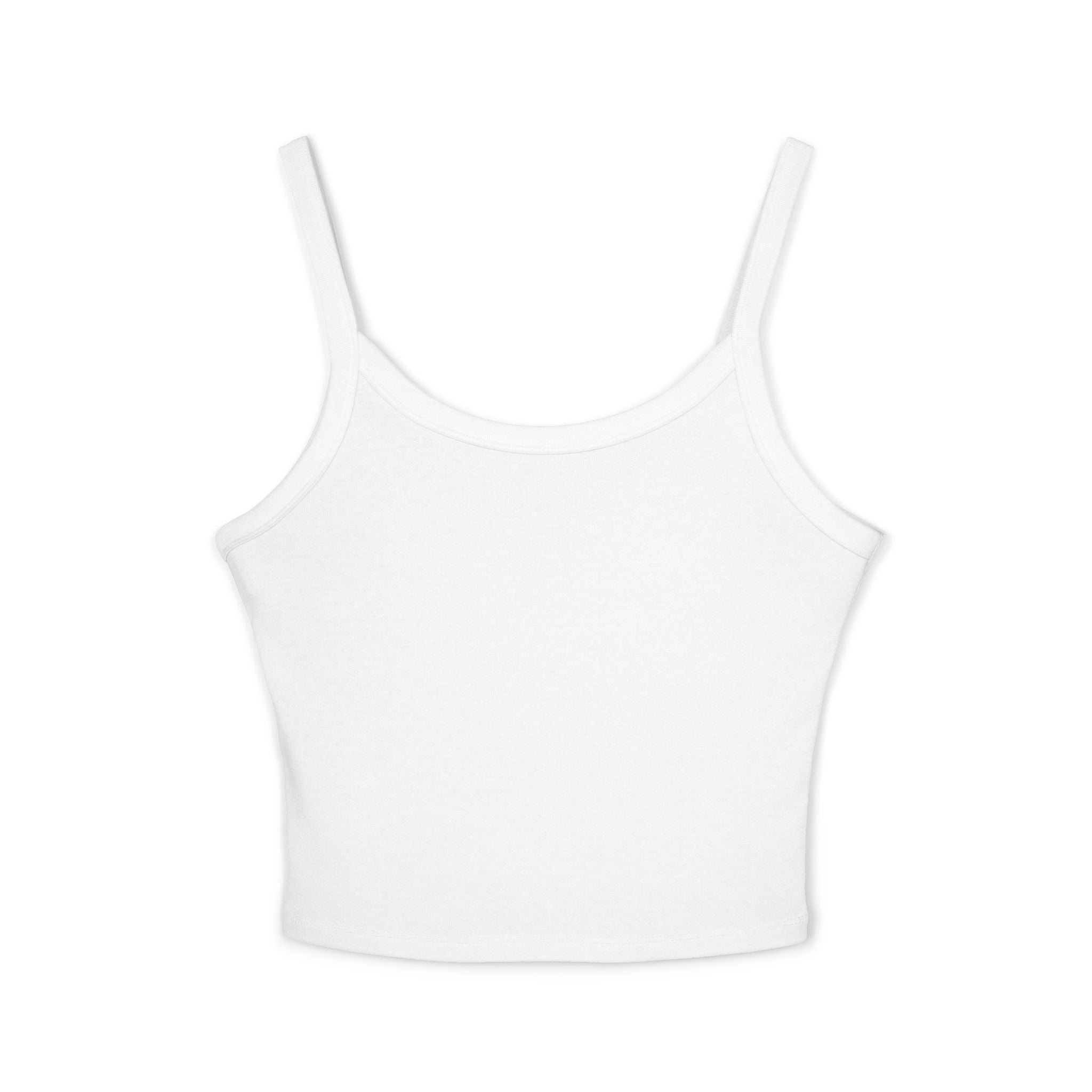 Women's Spaghetti Tank Top — Minimal Lunar Cat Graphic Crop