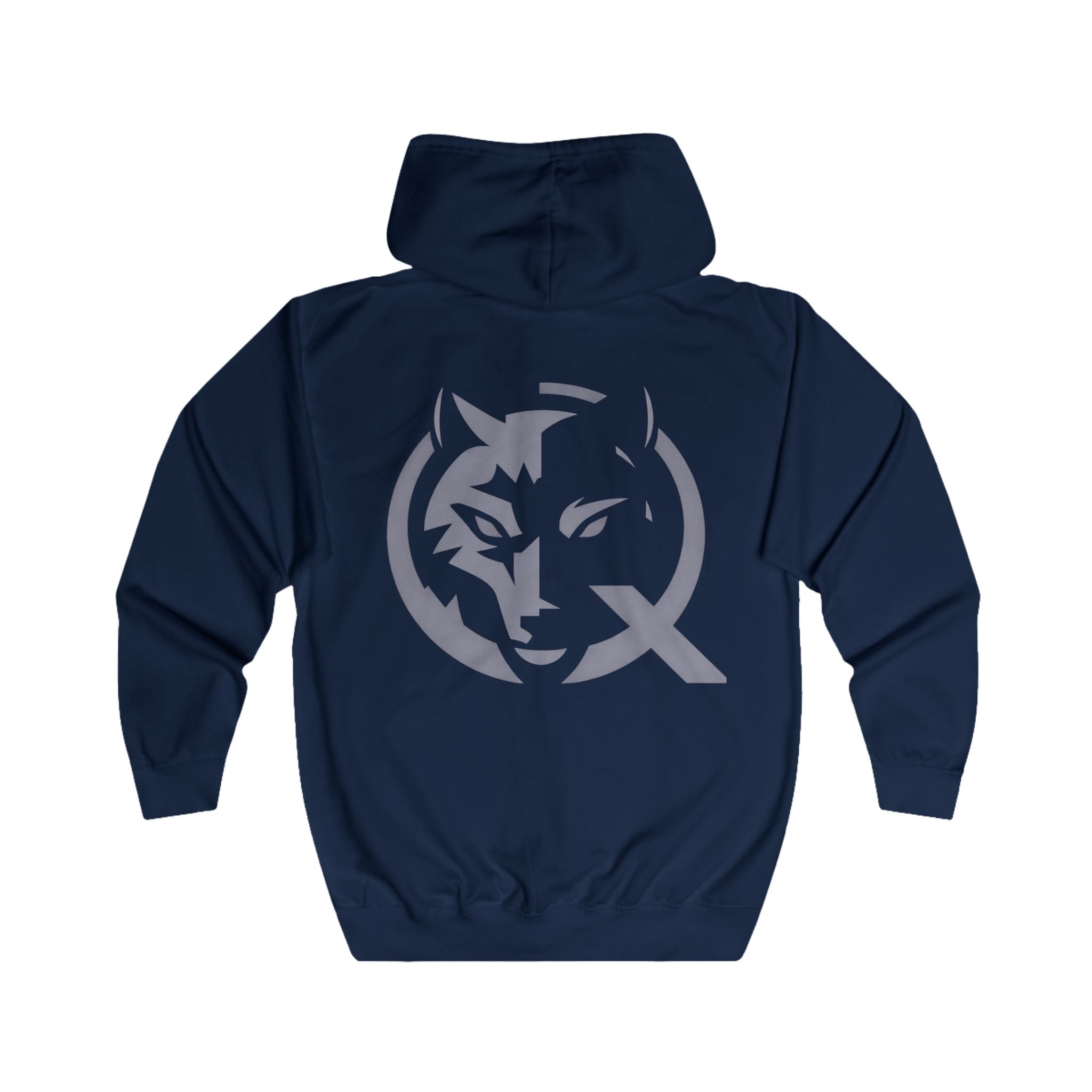 Czarna bluza z kapturem zapinana na suwak z logo na plecach