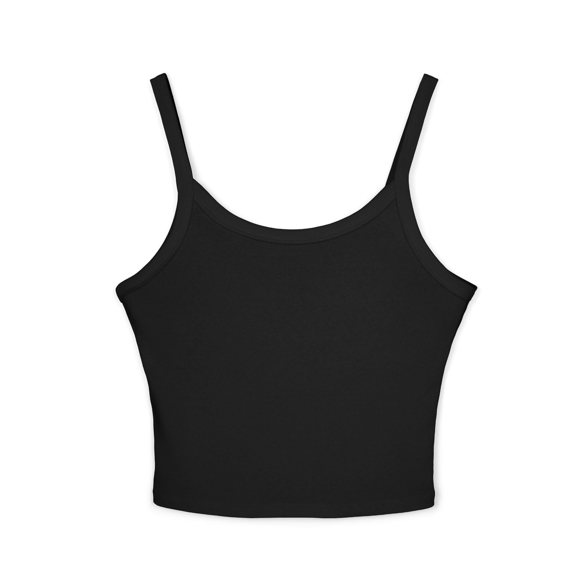 Women's Spaghetti Tank Top — Minimal Lunar Cat Graphic Crop