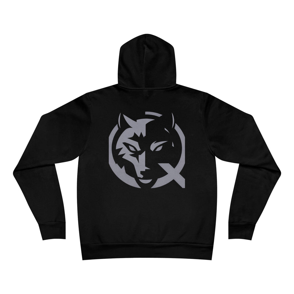Bluza z kapturem z logo Wolf Q – minimalistyczna bluza z emblematem na piersi i plecach